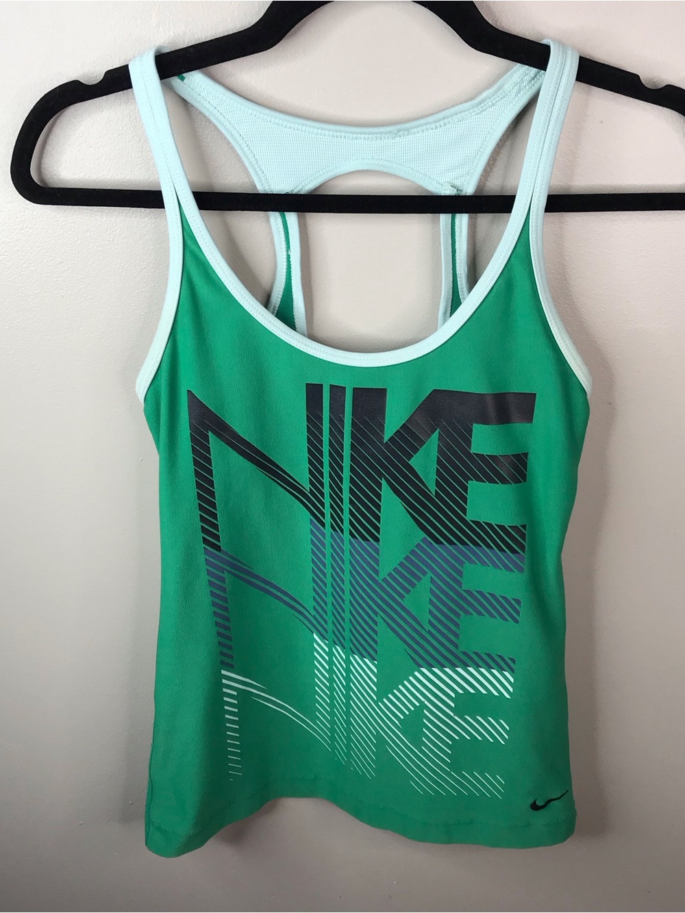 Nike Women's Green Graphic Racerback Tank with Light Mint Trim Sz XS